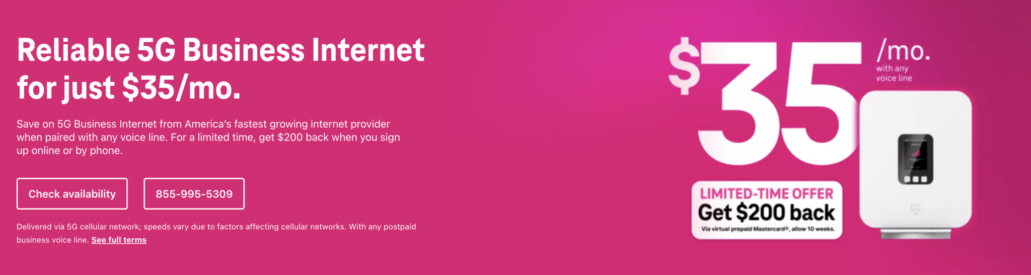 T-Mobile small business 5G internet plan