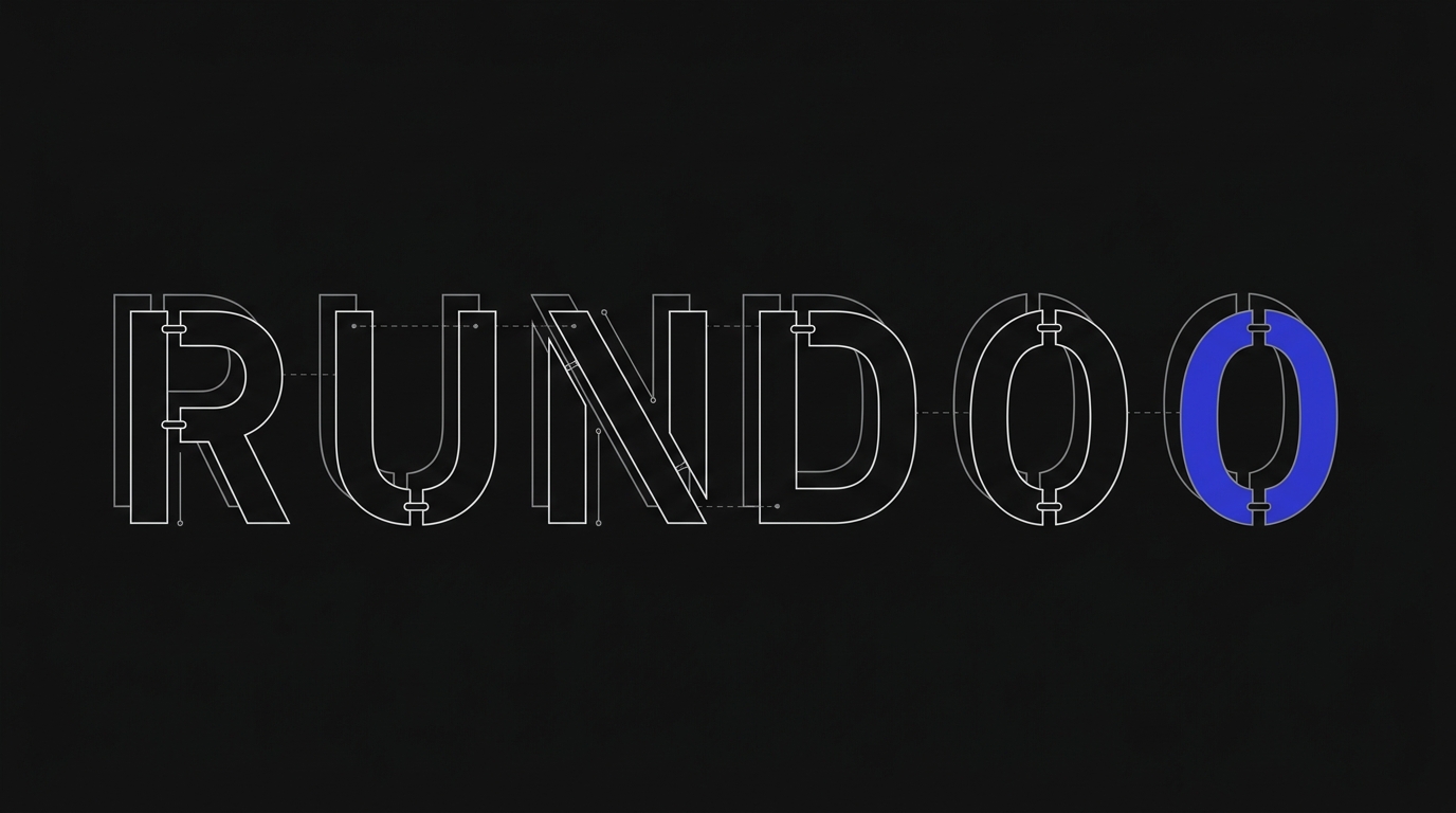 RUNDOO spelled out as an exploded-view technical diagram