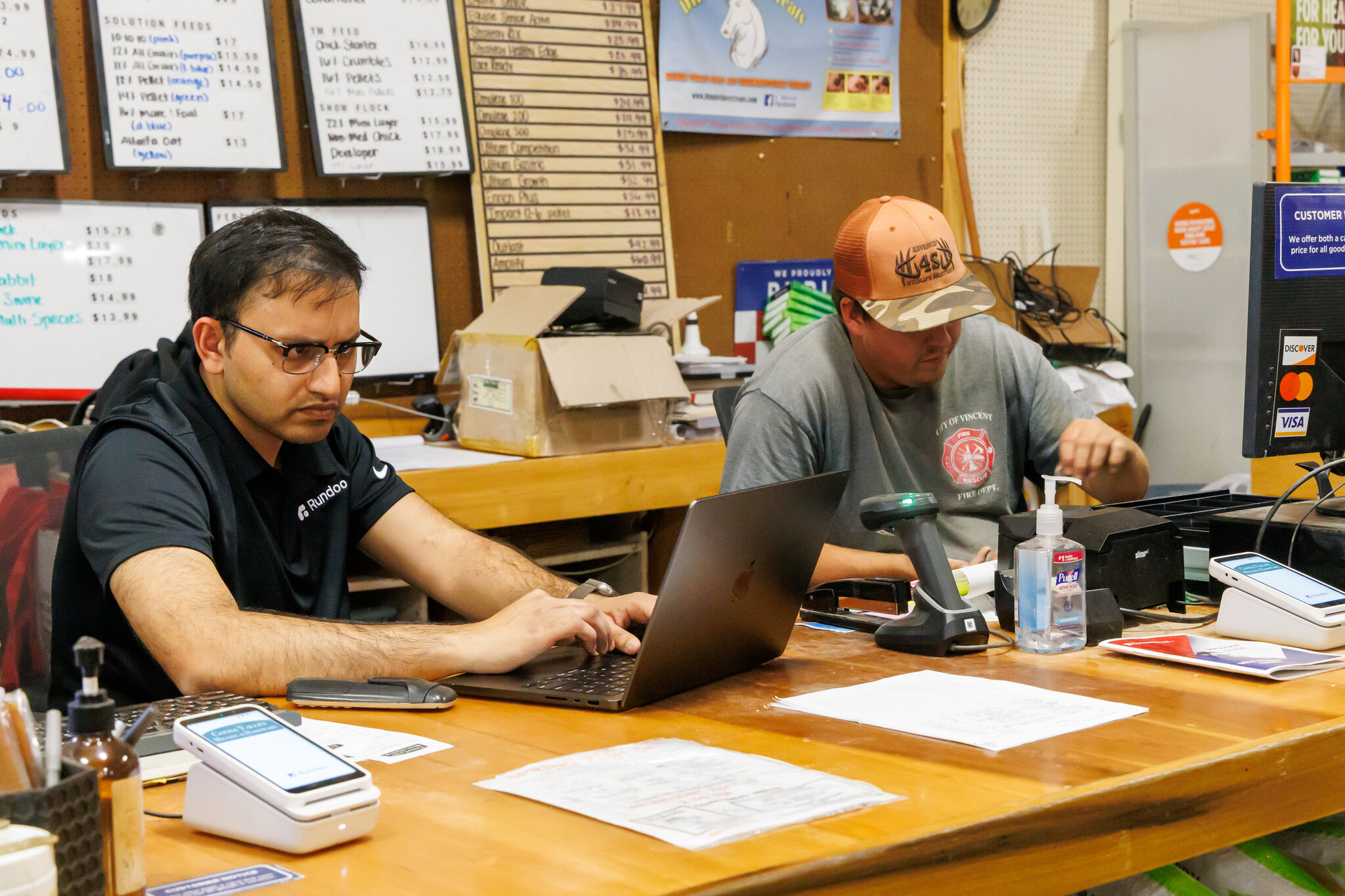 Vidhan from Rundoo and Frank McEwen Jr. working through a training session at the Coosa Valley counter