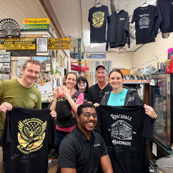 The team at Roachdale Hardware in Roachdale, IN, a Rundoo client