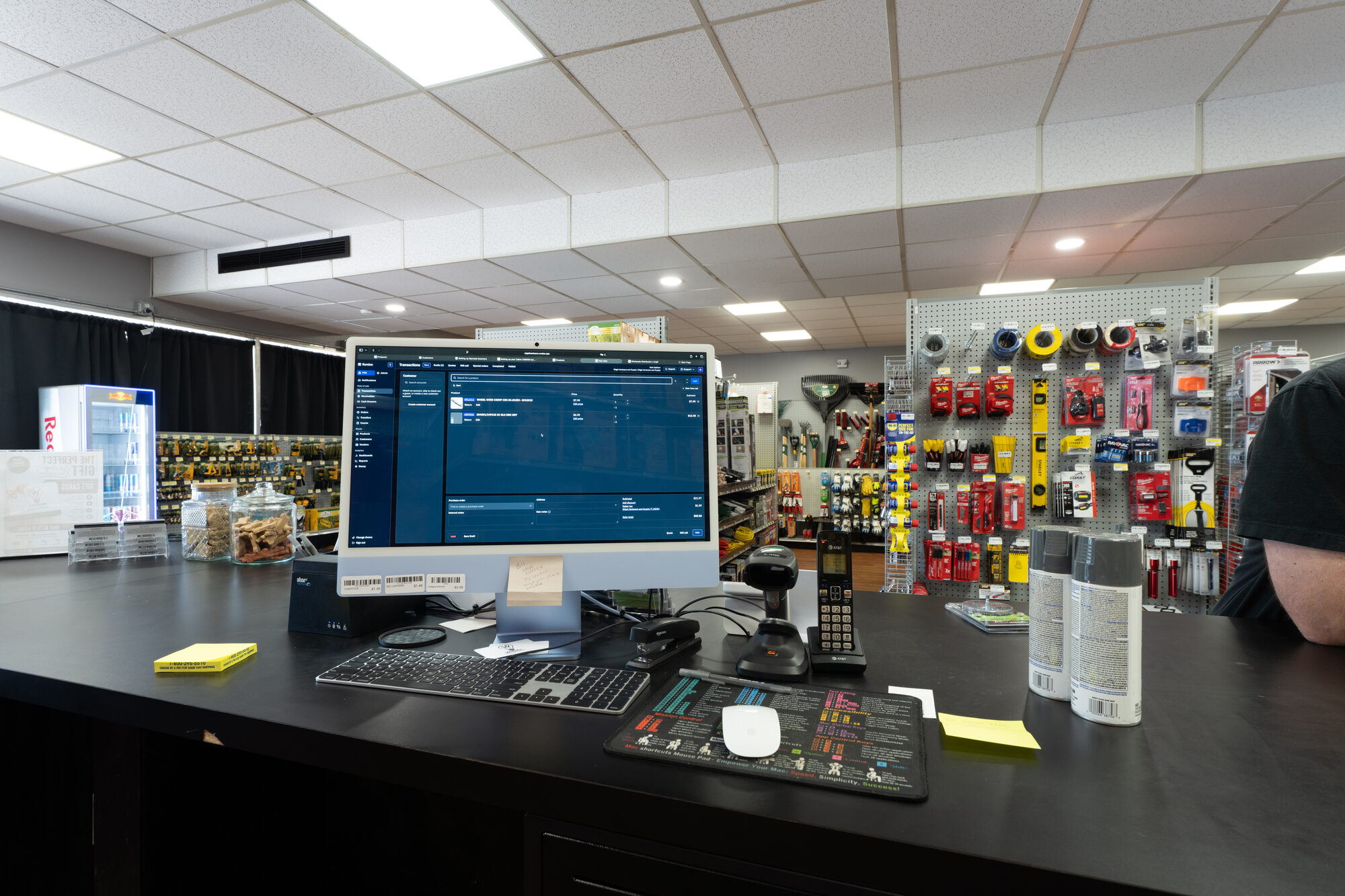Rundoo running on an iMac at the Wigal Hardware checkout counter