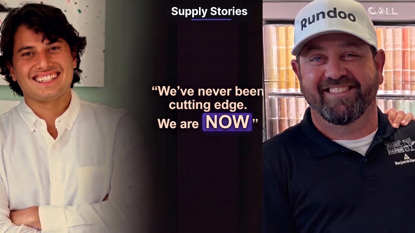 Supply Stories Episode 1 cover, the King's Paint & Paper team with the Rundoo crew